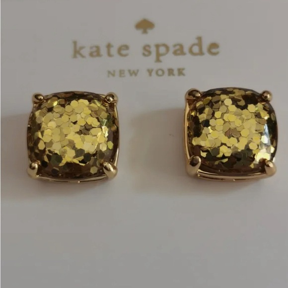 kate spade Jewelry - NWT Kate Spade Gold Glitter Stud Earrings